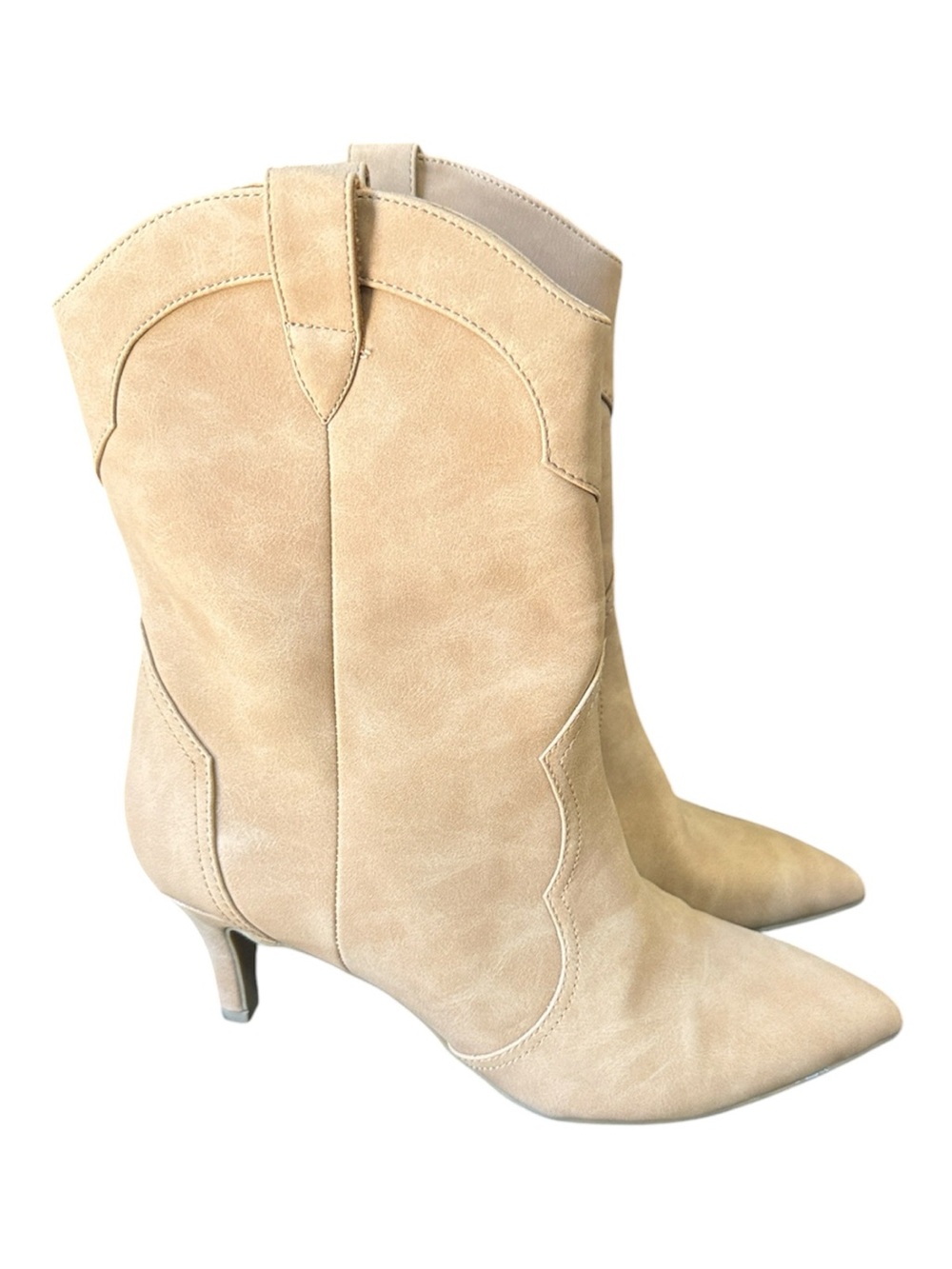 DV by Dolce Vita Size 8.5 Beige Faux Suede  Pointed-Toe Mid-Heel Boots